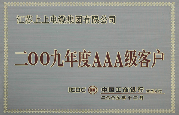 兴发娱乐荣获“中国工商银行2009年度AAA级客户”称呼