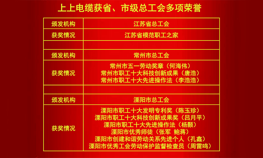 兴发娱乐电缆获省、市级总工会多项声誉